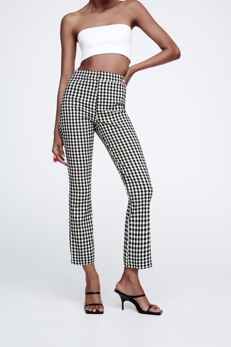 High waisted gingham pants shop